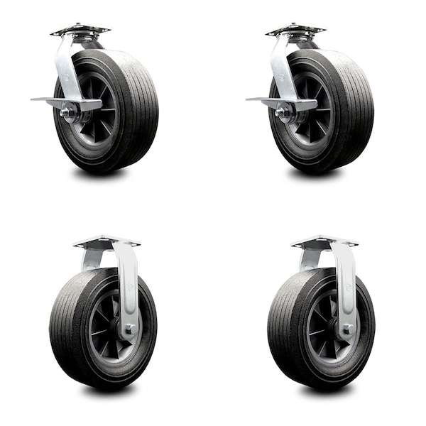 Service Caster BBQ Smoker Grill Flat-Free All Terrain 10'' Caster Wheel Set, 4PK SMOK-SCC-100S1030-SNB-SLB-BSL-2-R-2 - main